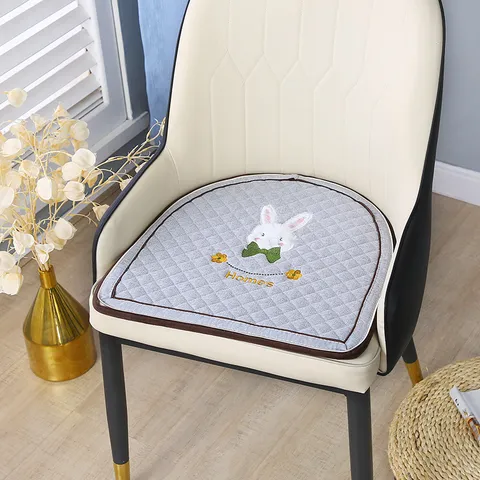 Coussin De Chaise En Chenille En Forme De Fer À Cheval Antidérapant Avec Jolie Broderie De Tulipe Et Lapin Décoration De Maison