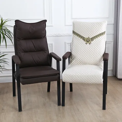 Quilted Mahjong Chair Cover Set Thickened Anti-Slip Chair Slipcover With Lace Embroidery For Tea House Home Office Furniture Protector