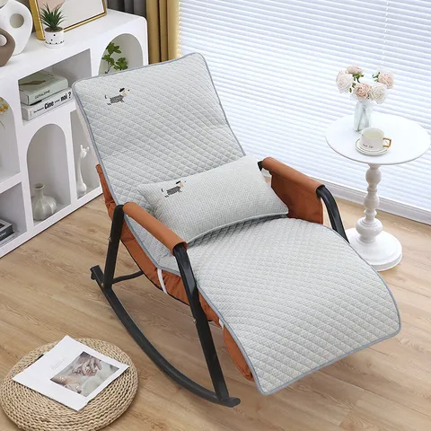 Housse de Coussin de Chaise à Bascule Broderie Teckel Matelassée Avec Oreiller de Taille Antidérapant Lavable Décoration