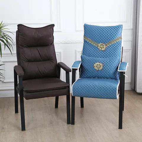 Quilted Mahjong Chair Cover Set Thickened Anti-Slip Chair Slipcover With Lace Embroidery For Tea House Home Office Furniture Protector