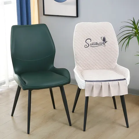 Housse de Chaise Matelassée de Luxe Nordique Avec Broderie Dentelle Antidérapant Universel Salle à Manger
