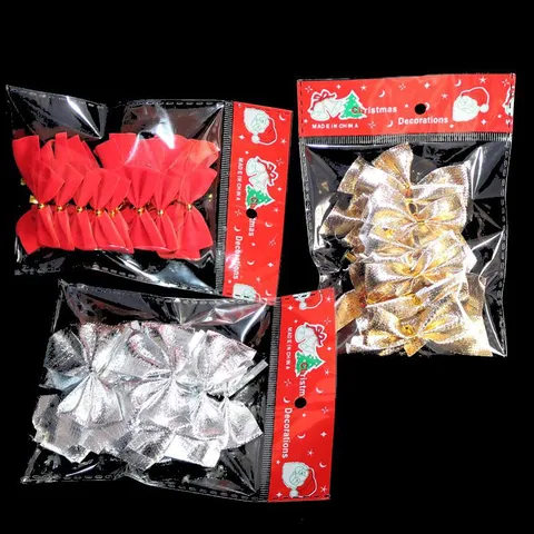 Handmade Christmas Bows For Festive Holiday Decoration Gold Silver Red Fabric Bow Ornaments For Christmas Tree Decor