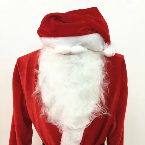 Set Costume da Babbo Natale per Uomo 5 Pezzi Natale Velluto Peluche Completo Festivo Rosso Bianco Con Cappello Barba Cintura Top e Pantaloni Abbigliamento