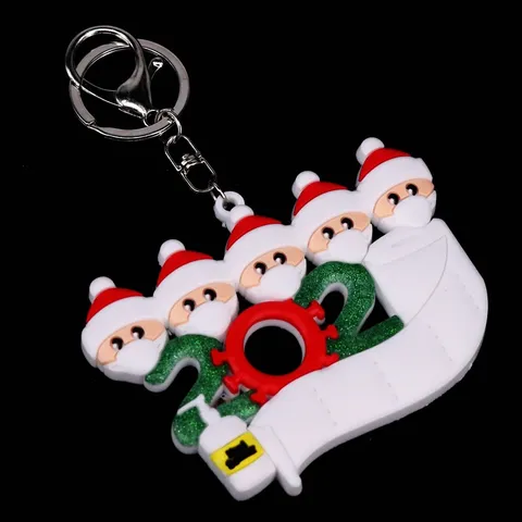 Llavero de Navidad Papá Noel Mascarilla PVC Dibujos Animados Sobreviviente Pandemia Conmemorativo Bolsa Llavero Regalo