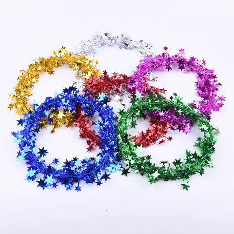 Guirnalda de Estrellas para Árbol de Navidad Alambre Metálico Tinsel Vid Estrellada para Diseño de Escena de Fiesta Decoración DIY Hogar
