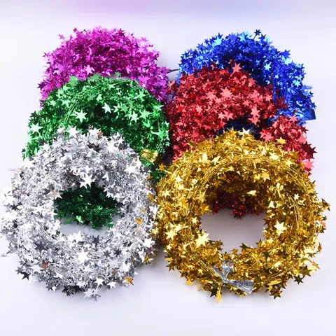 Guirnalda de Estrellas para Árbol de Navidad Alambre Metálico Tinsel Vid Estrellada para Diseño de Escena de Fiesta Decoración DIY Hogar