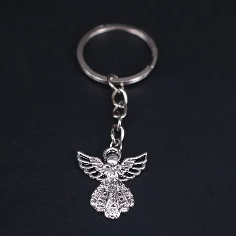 Portachiavi Vintage in Lega con Angelo Galvanizzato Ciondolo ad Ala Intagliata Supporto per Anello Portachiavi in Metallo per Ornamento Borsa Ciondolo Auto