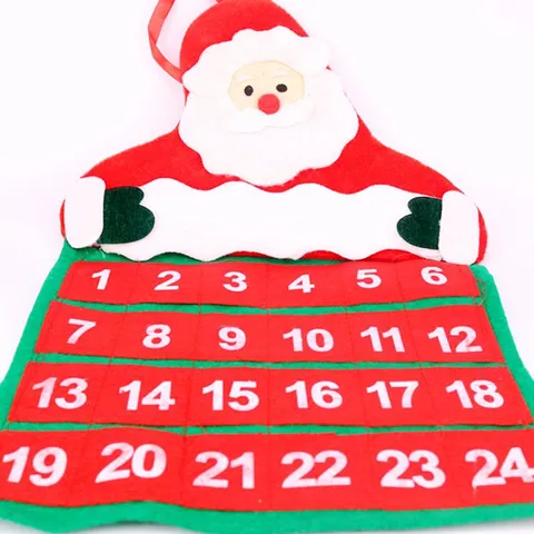 Kerstman Adventskalender Kerstversiering Stof Hangende Aftelkalender Met Zakken Voor Thuis Vakantie Feest Decor