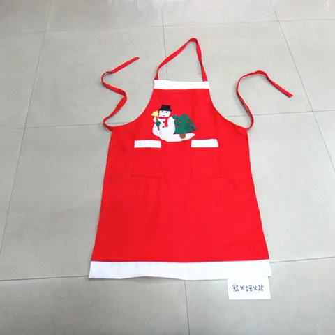 Christmas Adult Apron Santa Claus Snowman Pattern Non-woven Fabric Red White Festive Kitchen Decoration Apron Holiday Party Gift