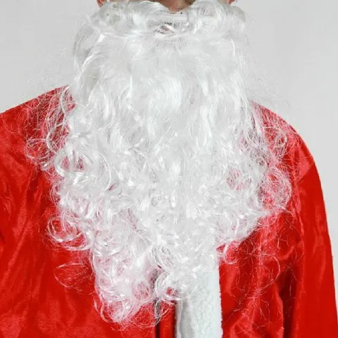 Natale Babbo Natale Barba Finta Bianca Costume Performance Festa Decorazione Accessorio PVC Simulazione Barba Arricciata per Adulti Oggetto di Scena