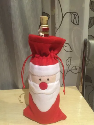 Funda para Botella de Vino de Papá Noel Rojo Bolsa de Botella de Navidad Decoración de Champaña Festiva Envoltorio de Regalo Fiesta