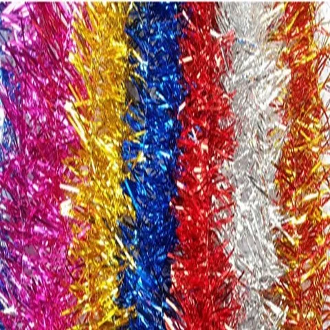 Christmas Tinsel Garland Metallic Shiny Ribbon Multicolor Glitter Foil Streamer For Holiday Party Tree Home Decoration