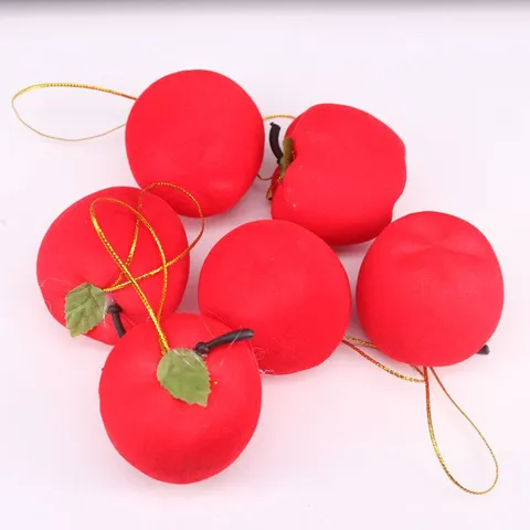 Red Flocked Foam Apple Christmas Tree Hanging Ornament Simulation Fruit Pendant For Holiday Festival Home Decor Party Props