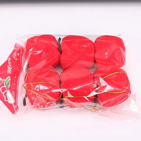 Red Flocked Foam Apple Christmas Tree Hanging Ornament Simulation Fruit Pendant For Holiday Festival Home Decor Party Props