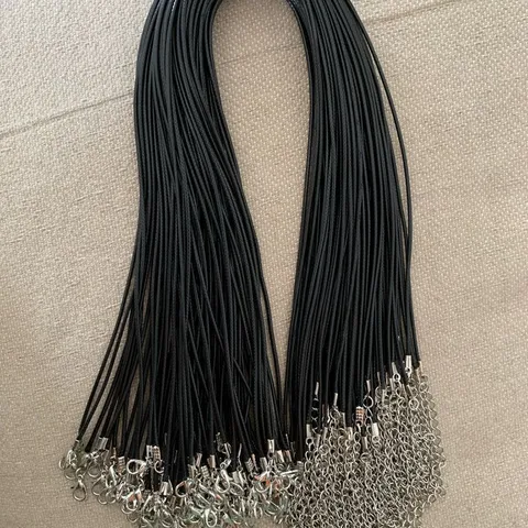 DIY Necklace Cord Faux Leather Waxed Rope For Jewelry Making Pendant Cord With Lobster Clasp Extension Chain Minimalist Black Cord