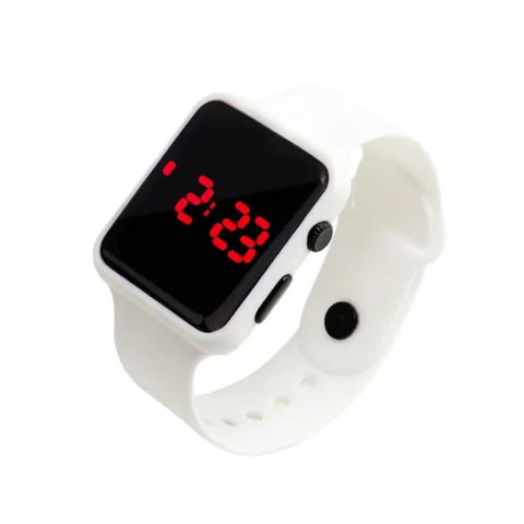 Reloj Digital LED Cuadrado Unisex Correa de Silicona Suave Reloj Electrónico Deportivo para Estudiantes Adultos Pareja Moda