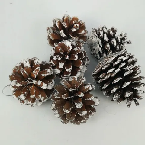 Christmas Tree Frosted Pinecone Ornaments Snow Sprayed Pine Cone Hanging Pendants For Holiday Winter Home Party Decorations