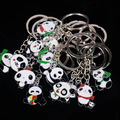 Cute Cartoon Panda Metal Alloy Keychain Creative Animal Pendant Key Ring Souvenir Gift Bag Ornament Accessory For Key Organization