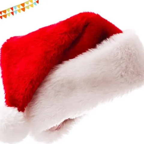 Klassieke Rode Pluche Kerstmuts Met Witte Imitatiebontrand En Pompom Zachte Kerstman Muts Voor Feestkostuum