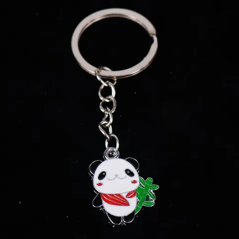 Cute Cartoon Panda Metal Alloy Keychain Creative Animal Pendant Key Ring Souvenir Gift Bag Ornament Accessory For Key Organization