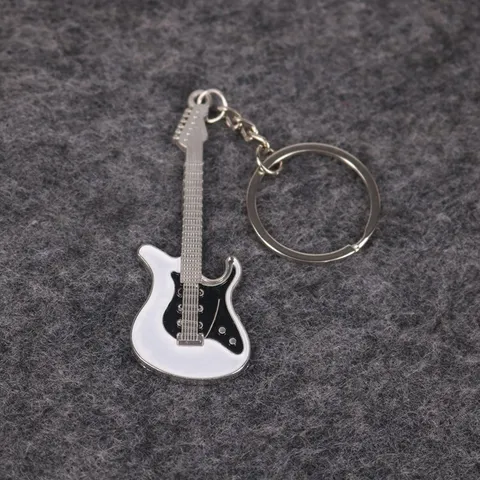 Creative Electric Guitar Keychain Zinc Alloy Musical Instrument Pendant Gift For Music Lovers