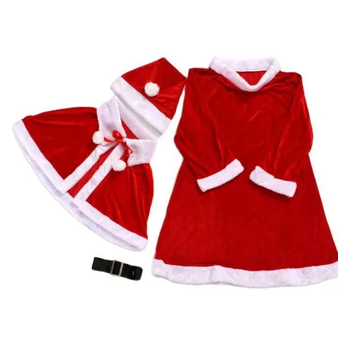 Set de Disfraz de Papá Noel de Terciopelo Dorado para Hombres Mujeres Niños Clásico Rojo Blanco Traje de Cosplay Fiesta