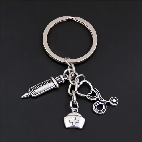 Metal Keychain Sports Inspirational Fitness Medical Theme Key Ring DIY Jewelry Accessories