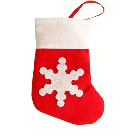 Christmas Mini Snowflake Stocking Hanging Ornament Cutlery Holder Tableware Cover Red Polyester Felt Socks Christmas Tree Table Decoration For Home Party