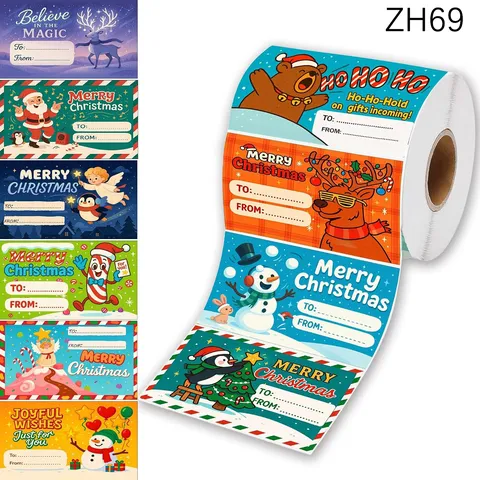 Christmas Gift Name Tag Stickers Self Adhesive To From Writing Labels For Holiday Package Wrapping Decor Santa Snowman