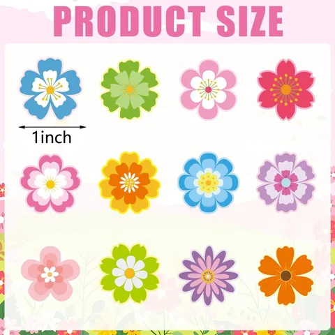 Autocollants Fleurs d'Été Dessin Animé Mignon Étiquettes de Récompense Florales Multicolores pour Enseignants Étudiants DIY