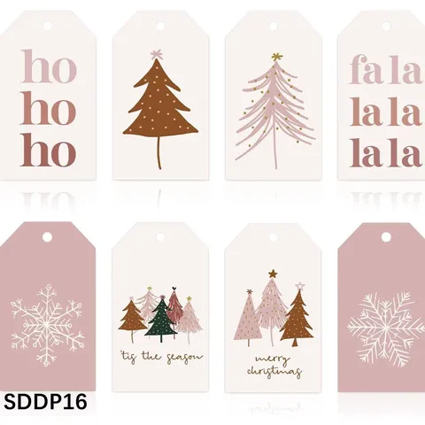 Lot d'Étiquettes de Cadeau de Noël Minimaliste Illustration Sapin de Noël Flocon de Neige Papier Couché Étiquettes pour Boîte Cadeau Décor Boulangerie