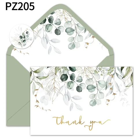 Elegant Art Paper Thank You Cards With Envelopes And Seals Pack Watercolor Plant Floral Greenery Lemon Greeting Cards Set For Wedding Birthday Party Stationery
