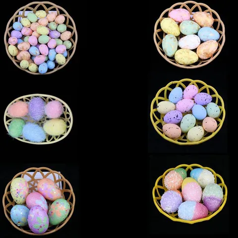 Easter Colorful Foam Eggs Decorative Basket Artificial Bird Pigeons Eggs For Holiday Party Festival Table Home Decoration