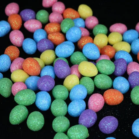 Colorful Foam Easter Eggs Glitter Miniature Simulation Birds Eggs For Easter Home Party Decoration DIY Craft Mini Artificial Foam Eggs Holiday Ornament