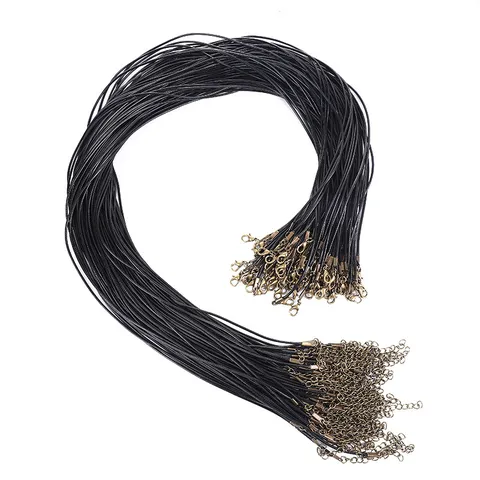Vintage Metal Wax Cord Necklace Chain Series Black Necklace Rope With Antique Bronze Lobster Clasp DIY Jewelry Findings Findings