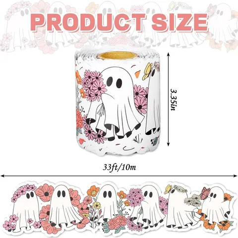 Schattige Spook Bloem Halloween Prikbord Rand Decoratie Zelfklevende Golvende Rand Trim Voor School Klaslokaal Schoolbord Feest Wanddecoratie