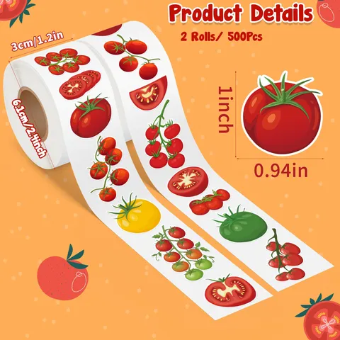 Cartoon Decorative Adhesive Stickers For Halloween Holiday Party Decoration Tomato Strawberry Skull Patterns Gift Wrapping Labels
