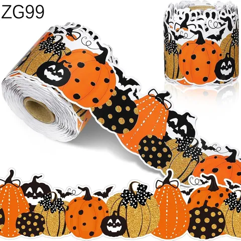 Adesivi per Bordi di Bacheche Ondulati di Halloween Design Colorato con Zucca e Pipistrello Bordo Autoadesivo per Decorazione di Classe Ufficio Casa Festa