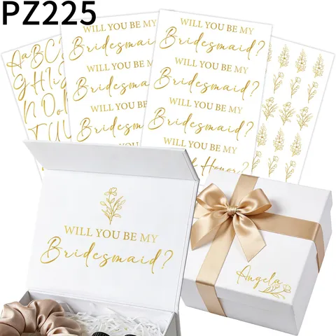 Vinyl Wedding Gift Box Stickers Floral Alphabet DIY Bridal Shower Decals Personalized Party Favors Hand Lettering Decorative Stickers