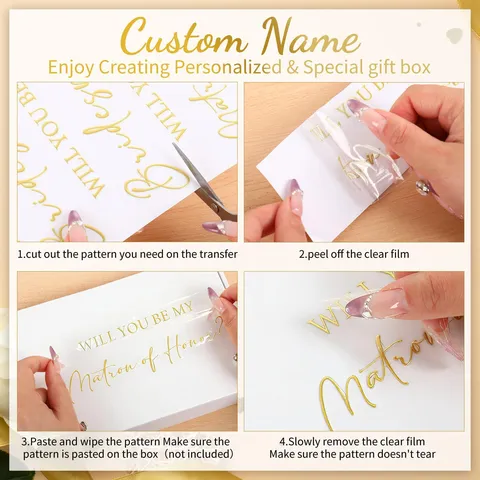 Vinyl Wedding Gift Box Stickers Floral Alphabet DIY Bridal Shower Decals Personalized Party Favors Hand Lettering Decorative Stickers