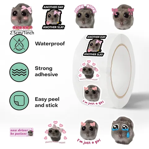 Funny Hamster Meme Stickers Roll Cartoon Animal Emoji Decals For DIY Scrapbook Notebook Laptop Decoration