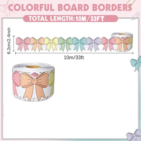 Colorful Bow-knot Bulletin Board Borders Roll Self-Adhesive School Classroom Blackboard Frame Trim DIY Wall Stickers Decoration