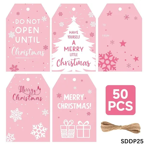 Etichette Regalo di Natale Rosa Con Cordino Etichette di Carta per Decorazioni Albero di Natale Confezioni Regalo Festive