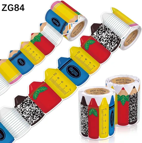 Colorful Pencil Crayon Pattern Bulletin Board Border Stickers Self-Adhesive Classroom Decoration School Office Blackboard Borders DIY Sticker