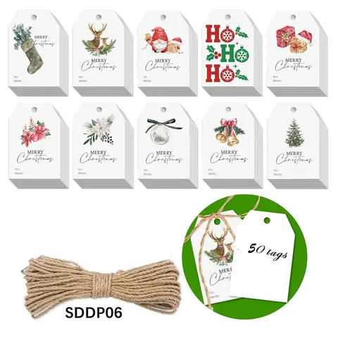 Cartellini Regalo di Natale Con Corda Renna Babbo Natale Cartellini di Carta Per Decorazione Regali Artigianato Fai da Te