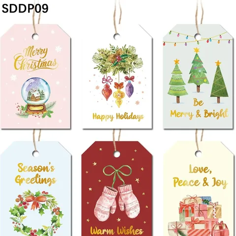 Aquarel Kerst Cadeaulabels Met Touwen Papieren Kaarten Feestelijke Hangkanarten Voor Cadeaus Snoepzakjes Bruiloft Feest DIY Craft