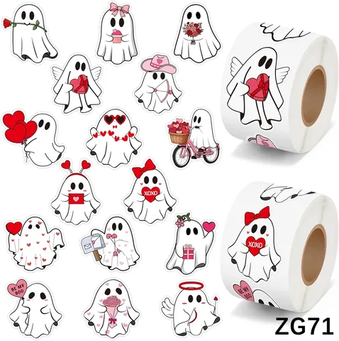 Süße Geist Aufkleber Für Halloween Valentin Dekoration Kupferdruckpapier Selbstklebend Umschlag Siegel Geschenkverpackung Etiketten