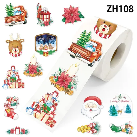 Autocollants de Noël Aquarelle Vintage Renne Camionnette Ours Décor Pour Sac Cadeau Scellage Enveloppe Décoration Fête Noël