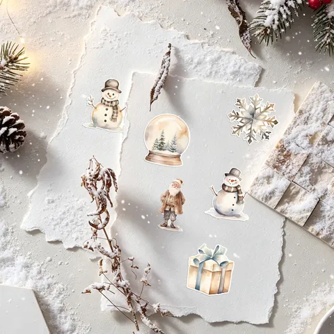 Mignons Autocollants Aquarelle de Noël Père Noël Bonhomme de Neige Halloween Citrouille Canard Rouleau d Etiquettes Cadeau Autocollants Décoratifs de Fête