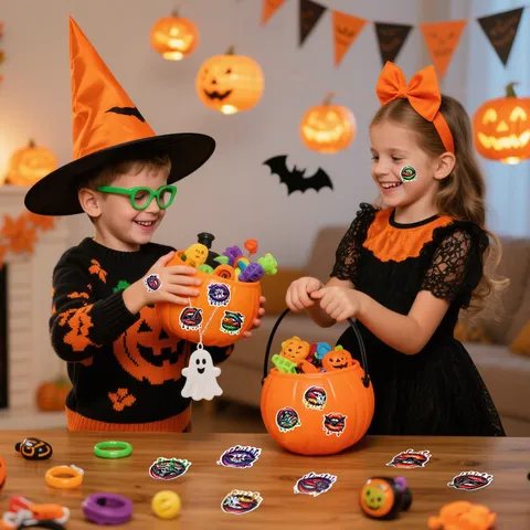 Autocollants d'Halloween Motif Lèvres Crâne Fantôme Étiquettes Décoratives Multicolores pour Fermeture de Sac Cadeau Fête Décoration de Scrapbook